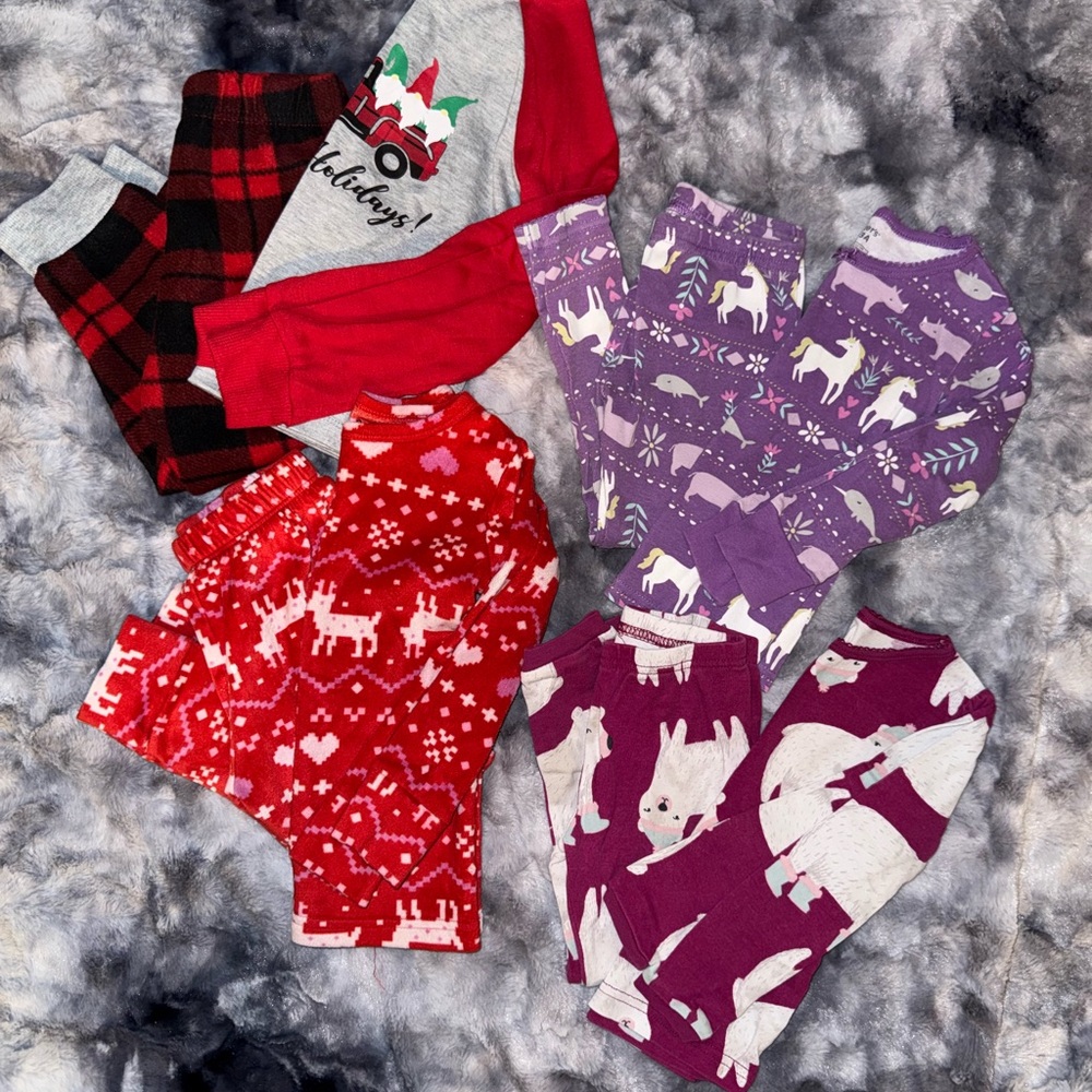 BUNDLE: 4 sets of Toddler Girl Pajamas size 3T